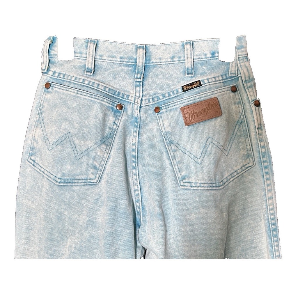 Vtg 80s Wrangler Jeans Aqua Acid Wash Denim Cowgirl Cut (26x33) USA Made RARE - Picture 4 of 6